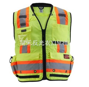 Dzeltena 2. klases mērnieku drošības veste ar 27-kabatām